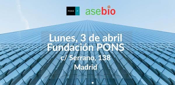 AseBio's tweet photo. Jornada @asebio y @FUNDACIONPONS sobre la #NLPatentes en el ámbito biotech. No te quedes desactualizado. 3 de abril. https://t.co/XvFpM9RQB6 https://t.co/BqAKReTLNV