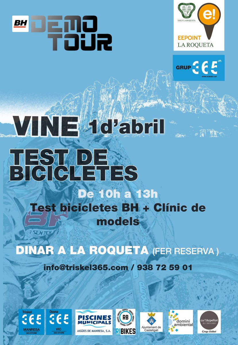 triskel365's tweet photo. @BH_Bikes #BHDemotour arriba a @som365  #Manresa @triskel365  i a #Vic @Osona365 . Vine a fer un test de bicicletes https://t.co/q2cypqx337