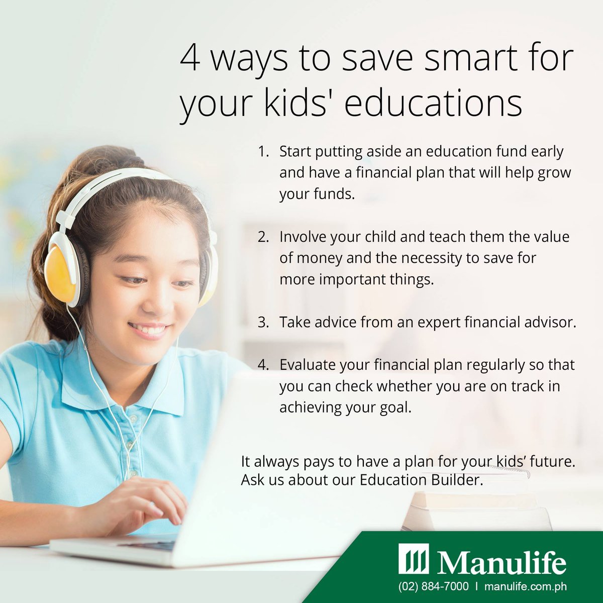 AdvisorEryqJ's tweet photo. Ask me about Manulife Educational Builder. #LivingYourLife #EducationalPlan https://t.co/T4GWn38YWS