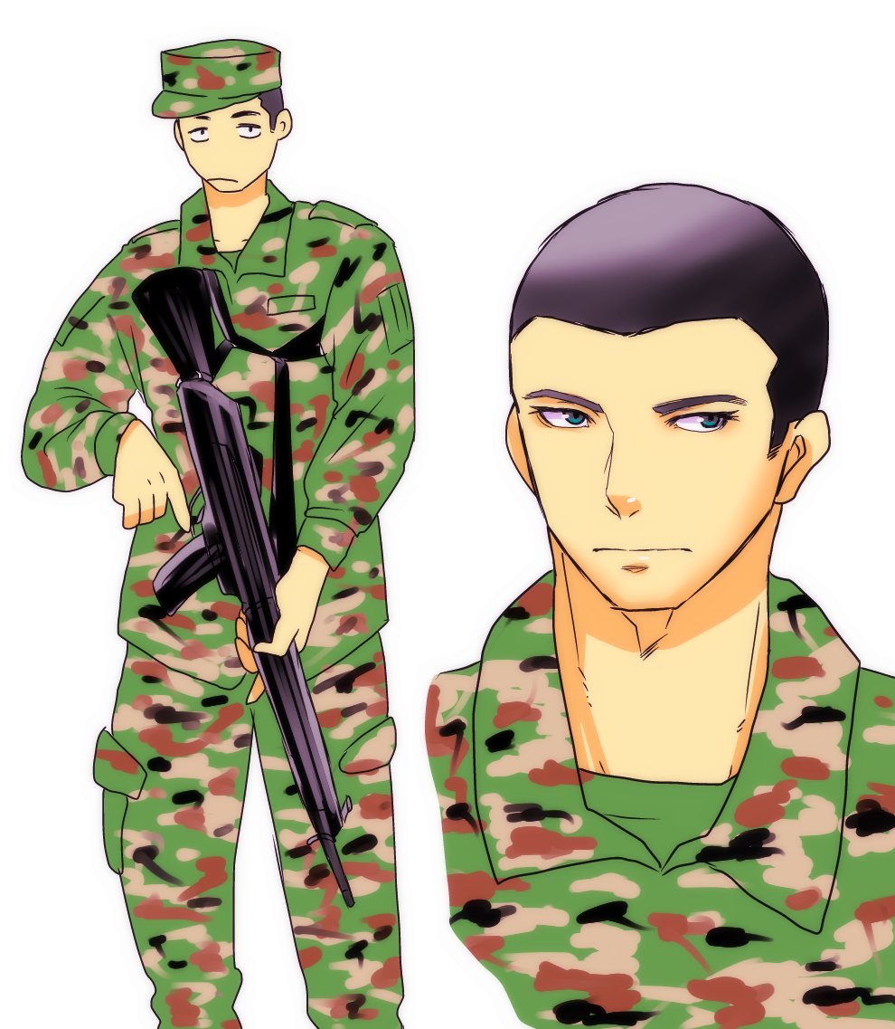 「 アンケートの結果、本当に僅差で自衛隊ものが勝ちました!という訳でキャラ案。名前」|町田マーチのイラスト