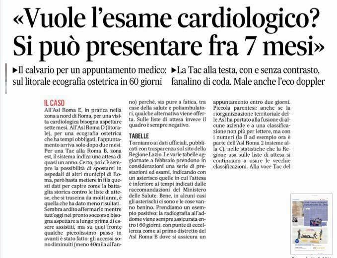 LMalcotti's tweet photo. Liste di attesa inaccettabili nel Lazio. La mia denuncia al Messaggero. https://t.co/fm97yNmDh5