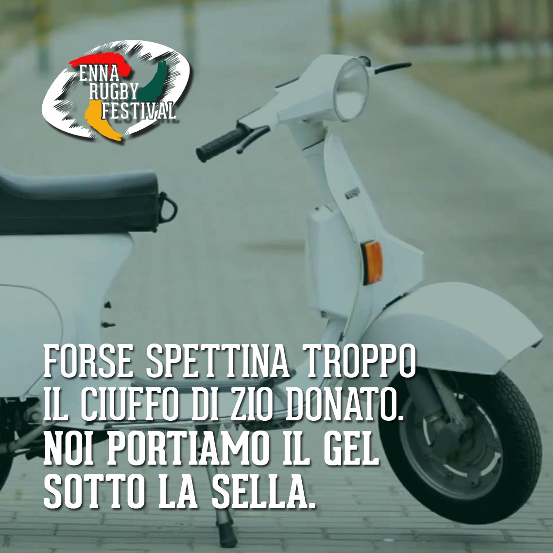 EnnaRugbyFest's tweet photo. Zio Donato, noi mettiamo anche il borsone sotto la sella!
#ERF2017 #RugbyAdAltaQuota #Vespa #Trump #RugbyLove

https://t.co/UIX2ABn5h0 https://t.co/D4WZHgMtrO