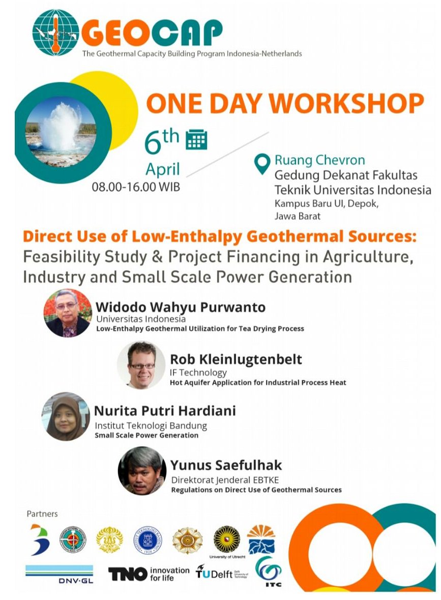 Tia_den_Hartog's tweet image. One day #GEOCAP workshop on direct use of #geothermal resources @univ_indonesia @ITBGeothermal @IFTechnology tinyurl.com/lx33pqy