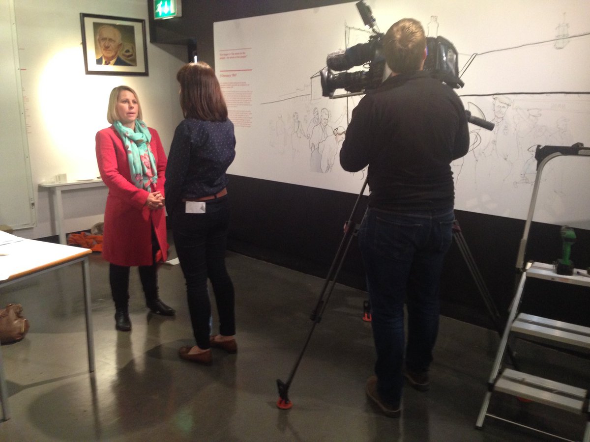 NCMME's tweet image. .@BBCLookNorth @dannihewson is here for a sneak preview of the new exhibition for the Sunday Politics Show #nationalisation