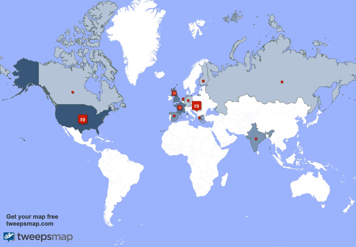My followers live in Hungary (19%), USA(19%)... Get your map: tweepsmap.com/!Norbert_Szige…