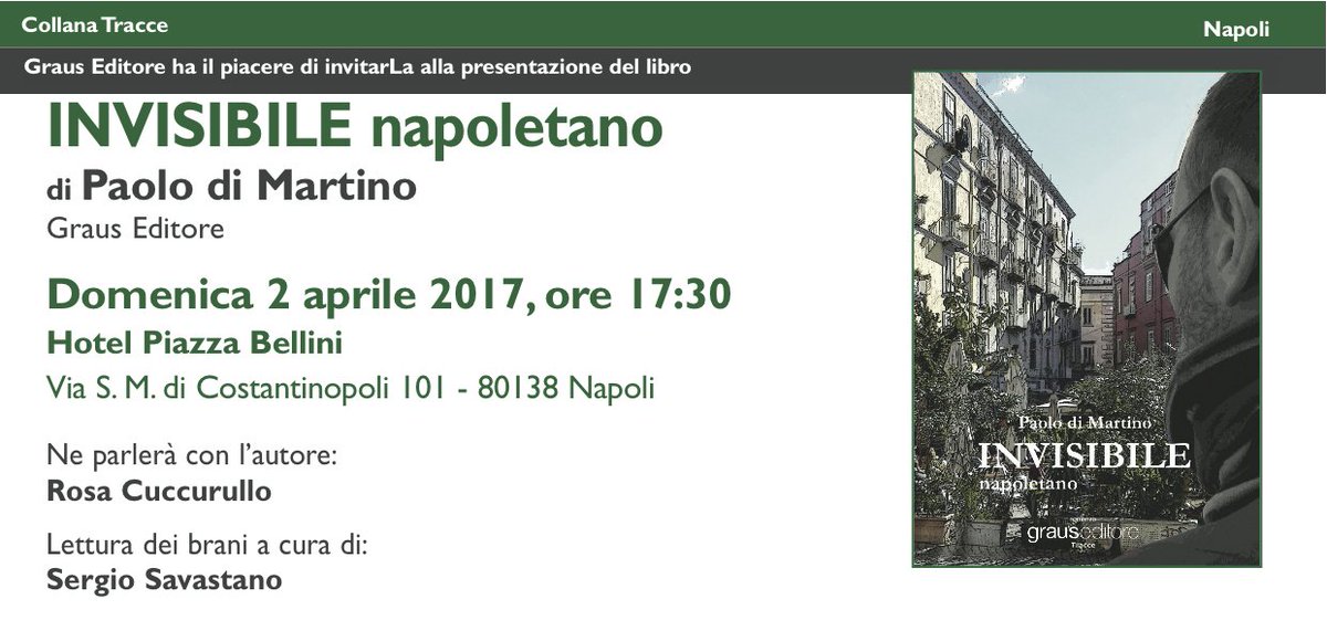 GrausEditore's tweet photo. Domenica 2 aprile con Graus Editore:
Paolo di Martino con "INVISIBILE napoletano" e Angelo Vaccariello con "VALLE ROSSO SANGUE". https://t.co/Ahu2fJHuum