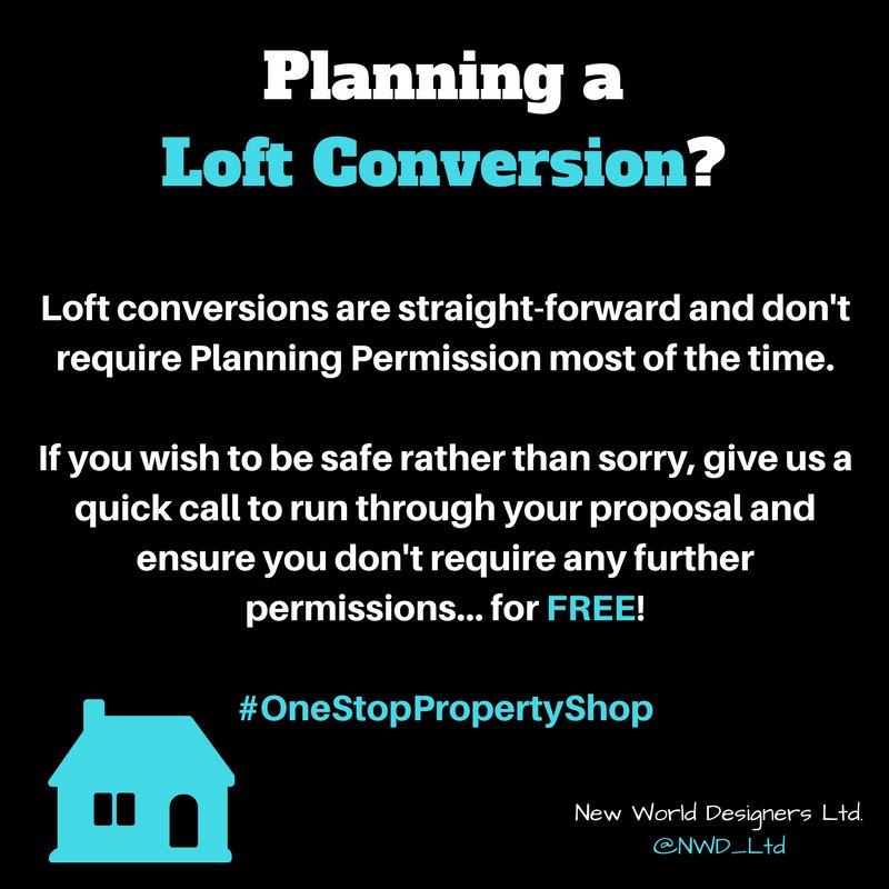 NWD_Ltd's tweet photo. Planning a loft conversion? We could be the best FREE phone call you make! @PlanningPortal #OneStopPropertyShop #Help #ThursdayThoughts https://t.co/3luPoH5QCN