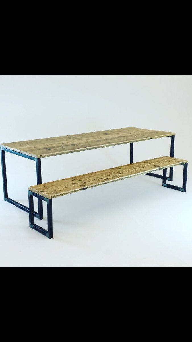 Looped Frames Table &amp; Seating with reclaimed Scaffold boards. #scaffoldboards #reclaimedtables #bespoke #officefurniture