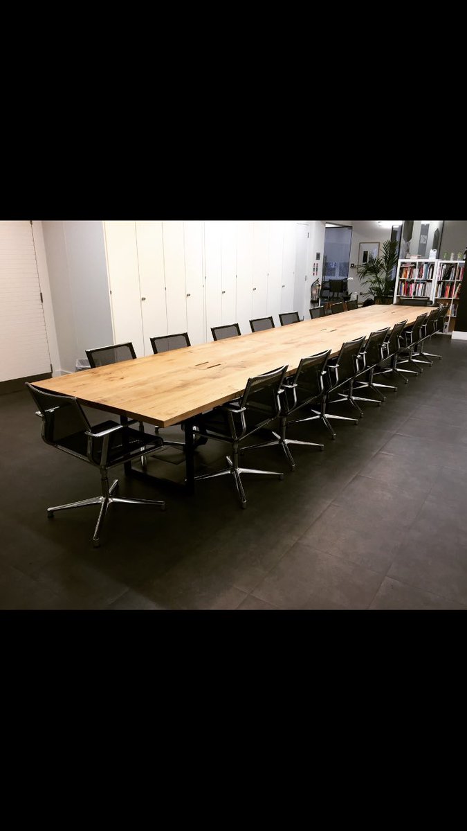 6000mm x 1200mm Solid Oak top on black looped framed base. #bespoke #officefurniture #scaffoldboards #CLEAR