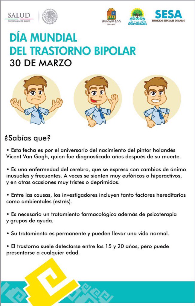 AleAguirreC_'s tweet photo. 30 de Marzo | Día Mundial del Trastorno Bipolar. Te invito a conocer más acerca de este padecimiento. https://t.co/vVe1uMYygA