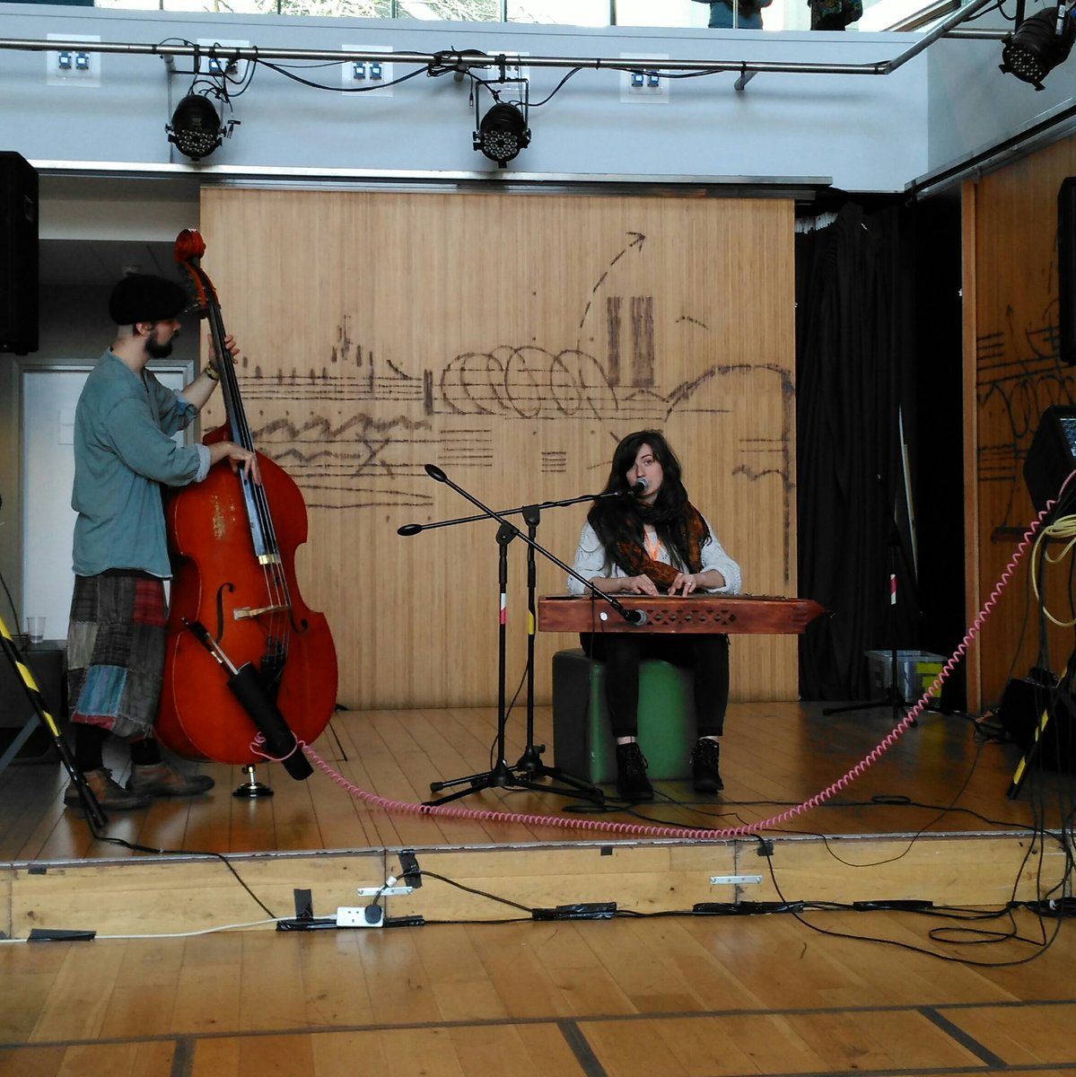 Wonderful songs from <a href="/JausmeSounds/">Jausmė</a> and her kånkles (Lithuanian harp) in the Foyer as part of @SoundIndustry_ conference hosted by @BWiMusic