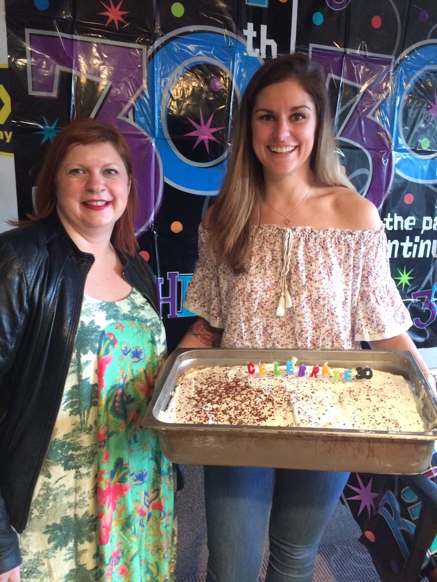 QX104winnipeg's tweet photo. @pielady5 dropped off the biggest pie we have ever seen. That's a bunch of deliciousness right there! #BrodyAndJess https://t.co/52cmPSiBAR