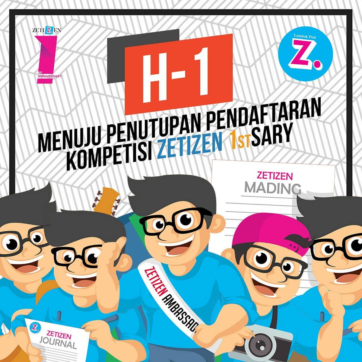 Besok!!!
Hari terakhir pendaftaran lomba Zetizen 1stSary guys. Yuk buruan daftar!! Info? Klik 👉 instagram.com/p/BSQv2jHDhIE/