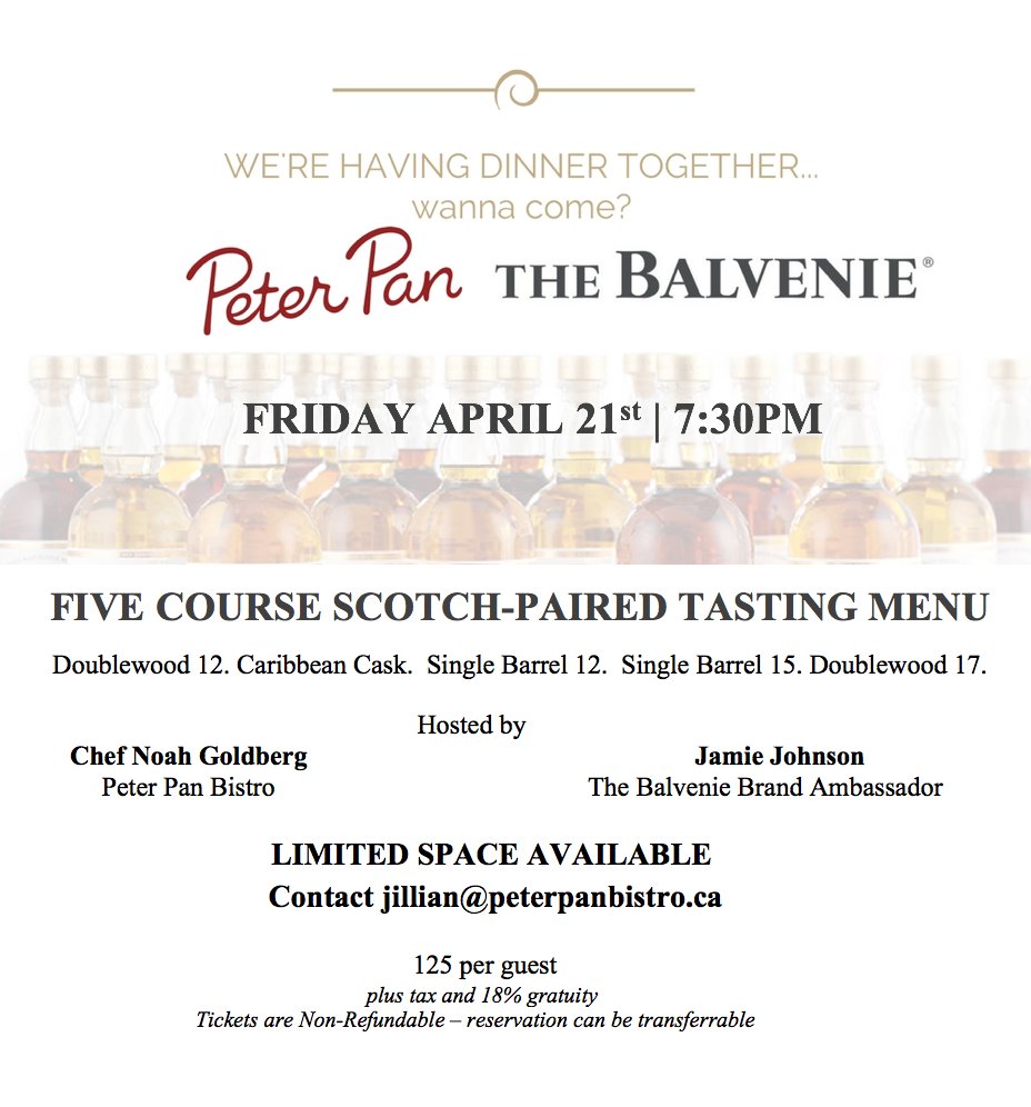 5 course Scotch-Paired Dinner for $125? Yes. <a href="/TheBalvenie/">Balvenie Distillery</a>