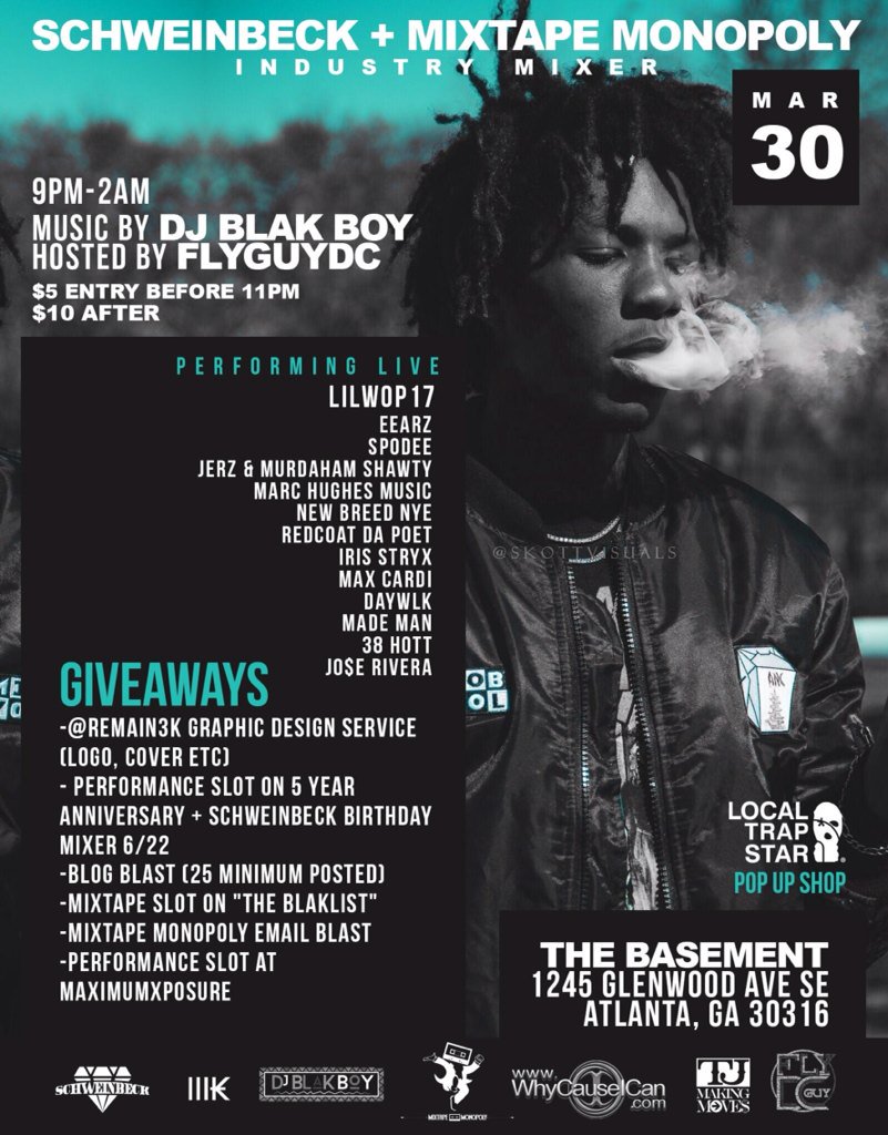 TheFanbaseATL's tweet photo. TONIGHT @schweinbeck + @MixMonopoly Industry Mixer at @BASEMENT_EAV! Music by @DJBlakBoy &amp; hosted by @tjmakingmoves! https://t.co/nlOWIFwdUr
