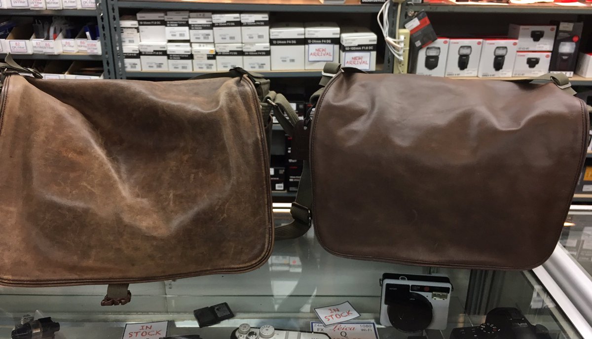 TempeCameraInc's tweet photo. @TempeCameraInc customer came in today and I got to see a well weathered @thinkTANKphoto retrospective leather series. One year of use. https://t.co/AuzOq4wxum