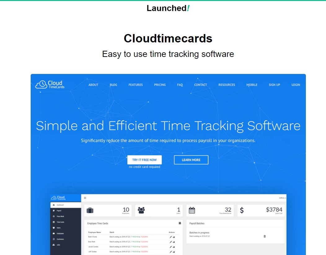cloudtimecards's tweet photo. Thanks to the guys at @LaunchedIO for featuring us in their homepage!! #startup #launched #cloudtimecards #timesheet
https://t.co/F9Xk713Sjg https://t.co/OXXIlu9zdE