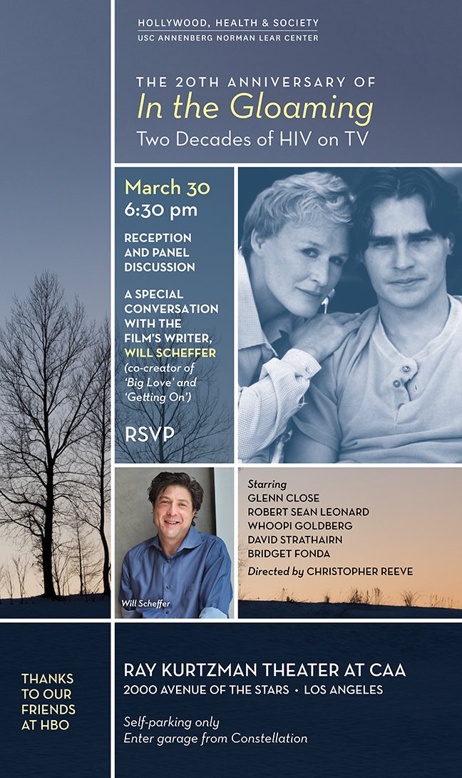 Celebrate the 20th anniversary of <a href="/HBO/">HBO</a>'s IN THE GLOAMING w/ a panel featuring <a href="/schefferwill/">Will Scheffer</a> tonight at 6:30PT. RSVP: itsh.bo/GloamingRSVP