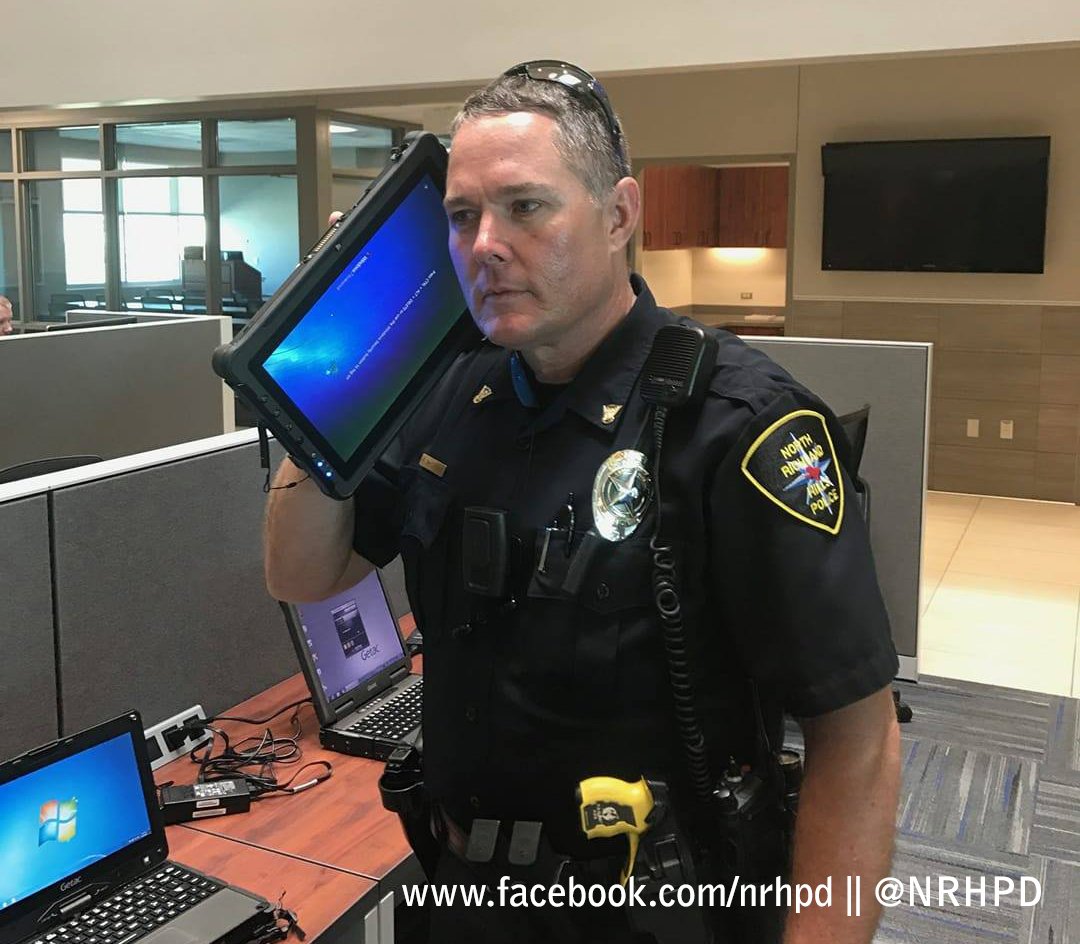 NRHPD's tweet image. Can you hear me now? What happens when the motor officer tests out the mobile computers... #MotorUnit
