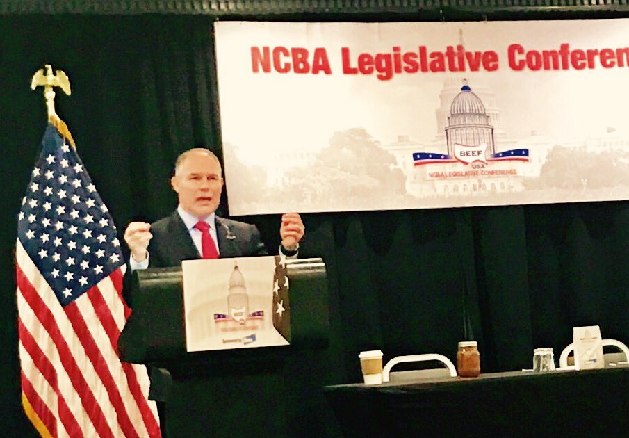 MoCattle's tweet photo. First time we've seen #EPA speaker receive a standing ovation. @EPAScottPruitt stands firm for private property rights. https://t.co/6jGmb26JO4