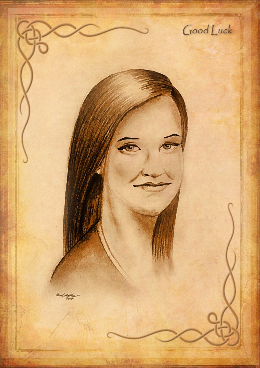 Jedellion's tweet photo. Portrait of Lauren from Reception at work who is arguably @ProSyndicate's number one fan. She is leaving tomorrow. #ByeLaurenSadness https://t.co/z29aUjRlVR