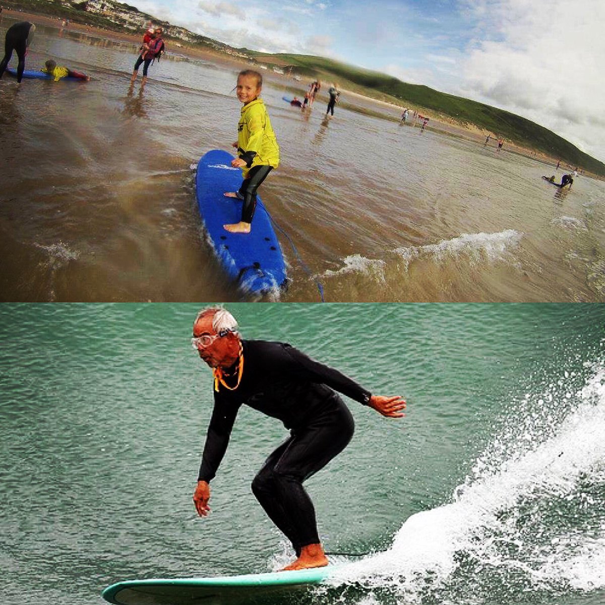 Never to young or too old to learn to surf. nickthorn.com #surfersworld <a href="/surfersworld/">Surfers World</a>