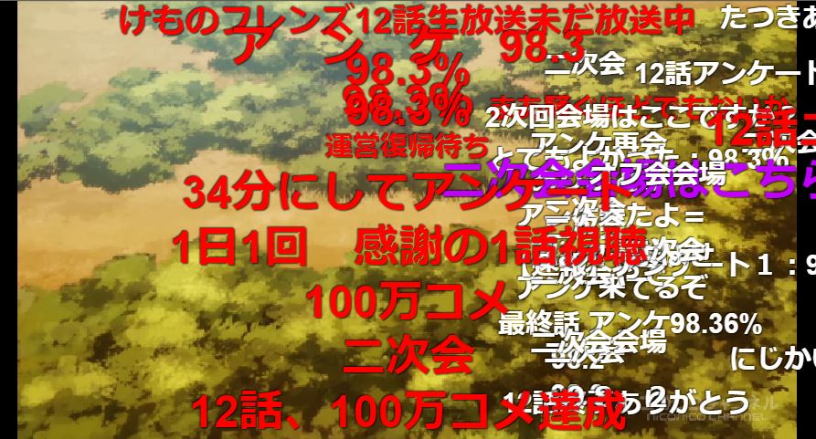 ニコ生 けものフレンズ 12話上映会の来場人数が万人を突破 アクセス過多でサーバーが落ちる異例の事態に けものフレンズ けもフレ Togetter