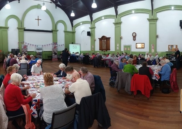 HarboroughDC's tweet photo. Full house! Bingo time at The Good Old Days event in Market #Harborough hosted by @HFMNews and @SportinHarb https://t.co/h75OEuKAD1