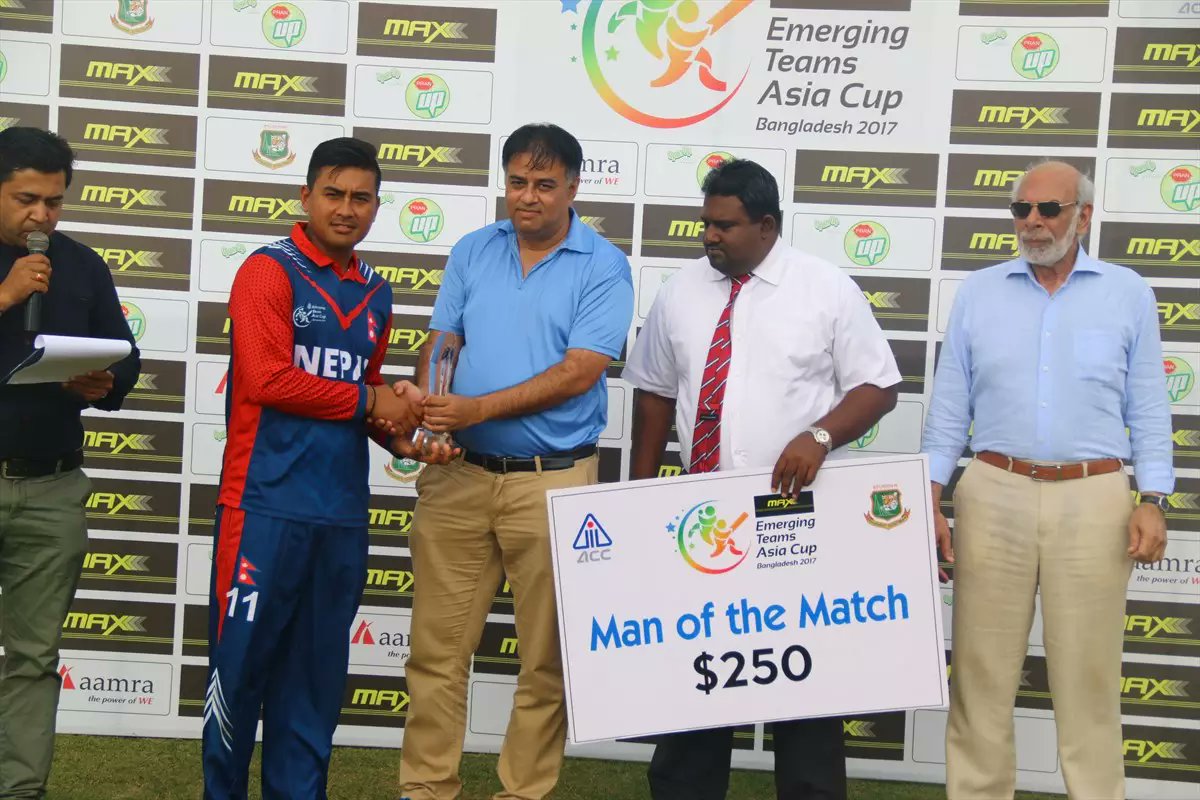 CricPradeep's tweet photo. Gyanendra Malla (Man of the Match) https://t.co/tgWX8hUIZk