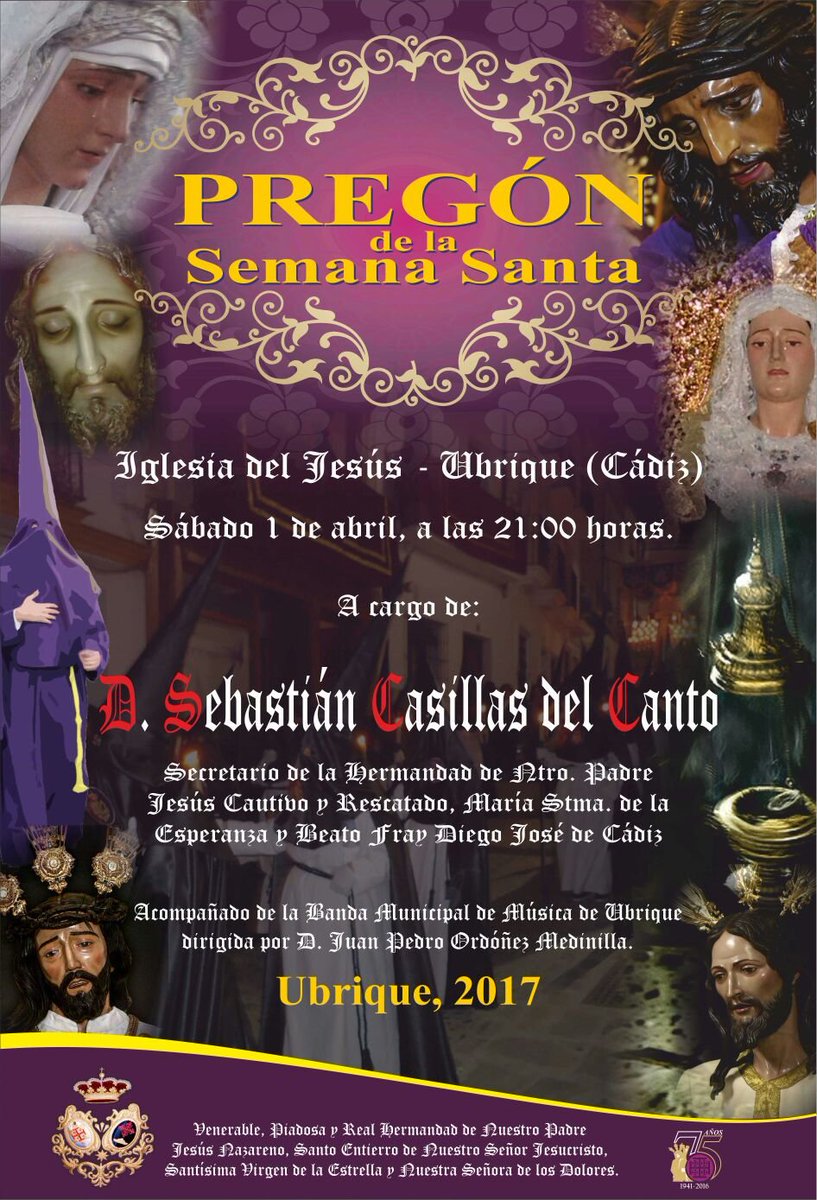 Este sábado a las 20:00 haremos un pasacalles desde el centro de la Avda. hasta el Jesús, donde tendrá lugar el pregón de la #SemanaSanta17