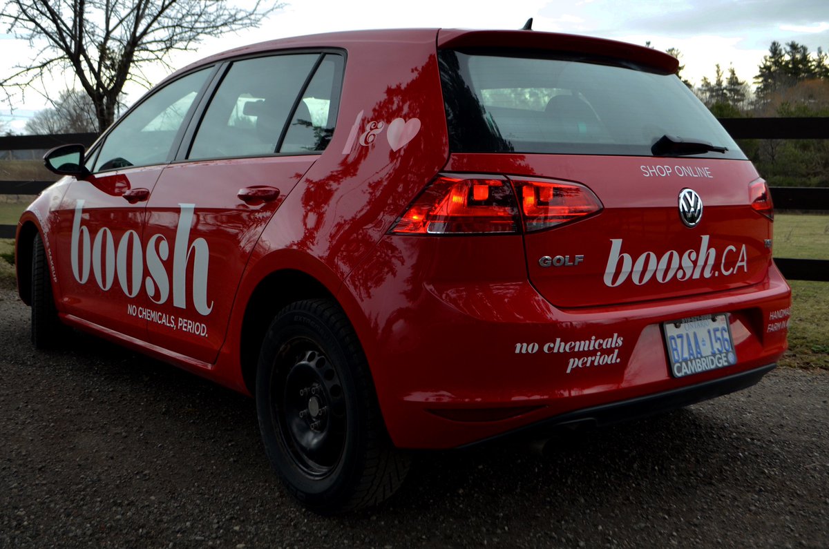 ProWraps_ca's tweet photo. The candy red Boosh golf is ready to hit the road! Look for the pink wrapped mirrors! #CleanBeauty #3MGraphics  #WrapYourRide https://t.co/oLdYkNgqVp