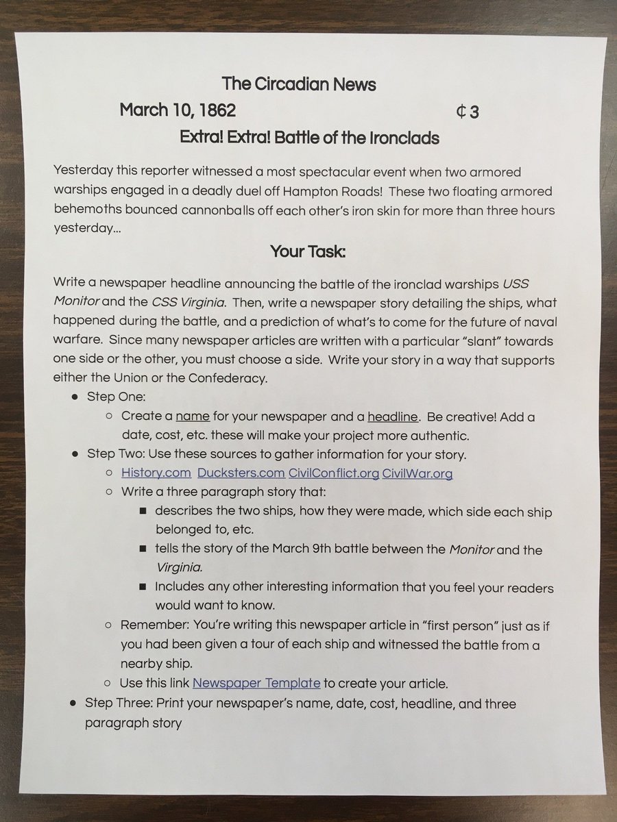 BrettSills13's tweet photo. 6th Grade Families, Your kids just finished writing about the Battle of Fort Sumter. Next up, the Battle of the Ironclads @WeAreMPSD https://t.co/VnvsKInS74