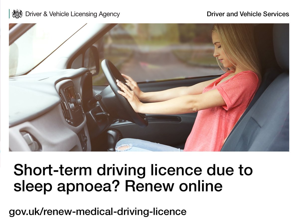 Renew your short-term driving licence online if you have been diagnosed with sleep apnoea.  gov.uk/renew-medical-…