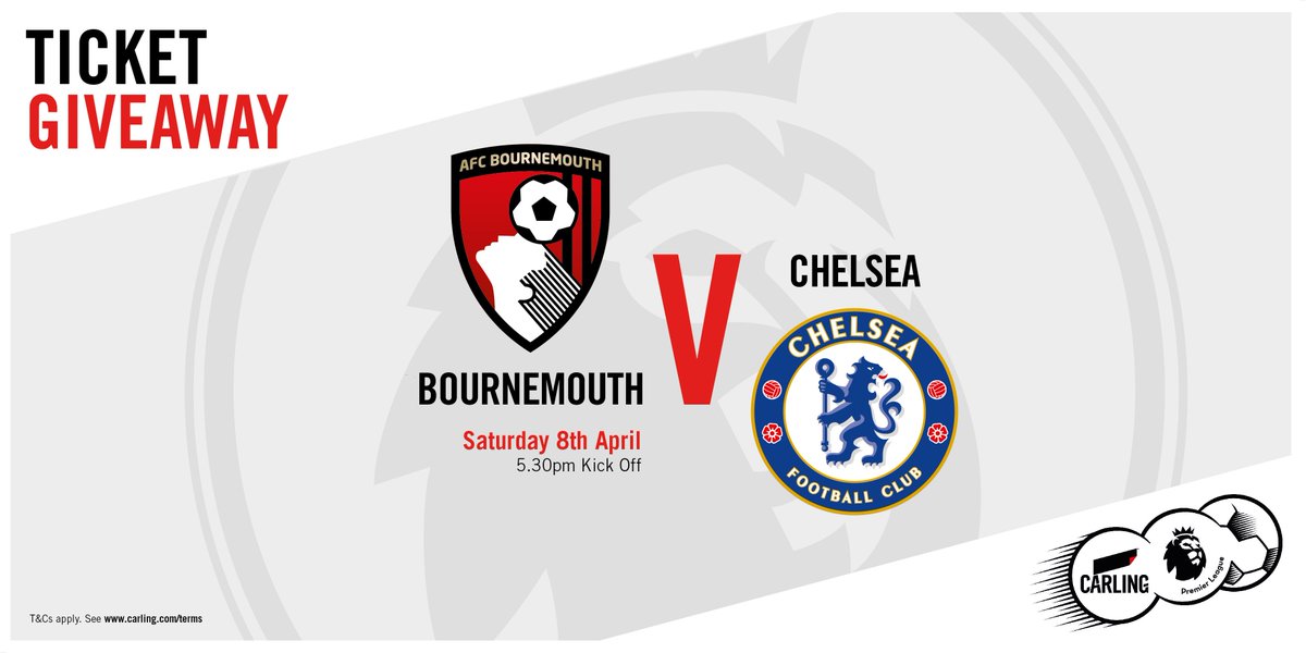 carling's tweet photo. Get down to The Vitality Stadium to see @afcbournemouth host Chelsea. RT &amp; Follow to be in with a chance of winning tickets! #AFCB https://t.co/KRgultfn03