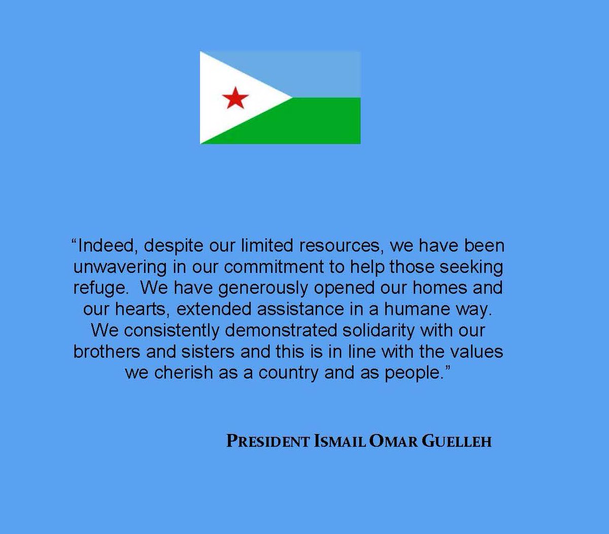 AmbDoualeh's tweet photo. "In #Djibouti, we have a big heart. We open our hand. #Refugees should stay here & work w/ dignity." #ONARS #UNHCR https://t.co/qCVRIOgoKT https://t.co/fhfJMnEr7C