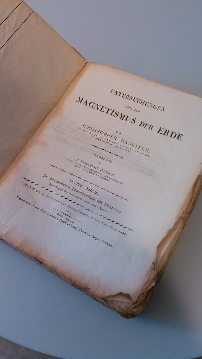 magnargj's tweet photo. I dag fikk denne godbiten et nytt hjem i Ultima Thule-samlingen ved @ubtromso @bodleianlibs #geomagnetism #magneticcrusade #Hansteen https://t.co/6kzfy7nfjy