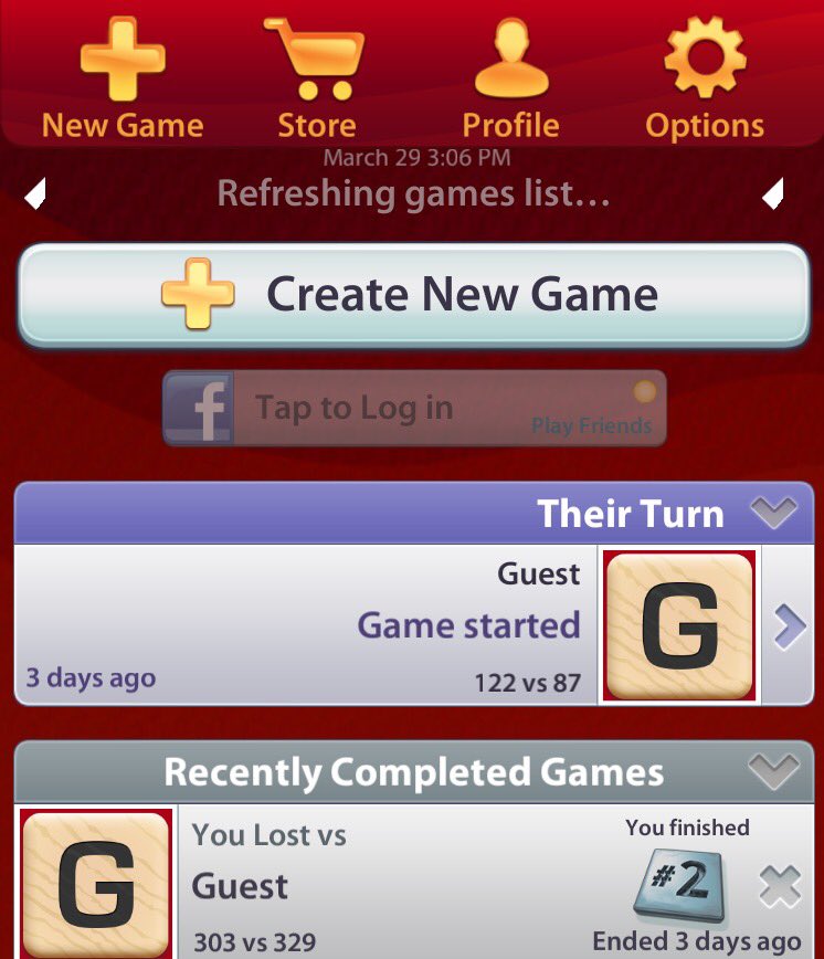 nanbohlin's tweet photo. @SCRABBLE_EA The paid app is still dead! #ScrabbleFail. iOS 10, iPhone 6. https://t.co/jsiI6iOS6z