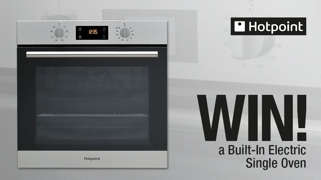 HughesDirect's tweet photo. Enter our competition to #WIN this @HotpointUK Built-In Electric Single #Oven! Follow us @HughesDirect &amp; RT 🍀🎁 T&amp;Cs apply, ends 05/04/17 https://t.co/Q4uFmm8CwX