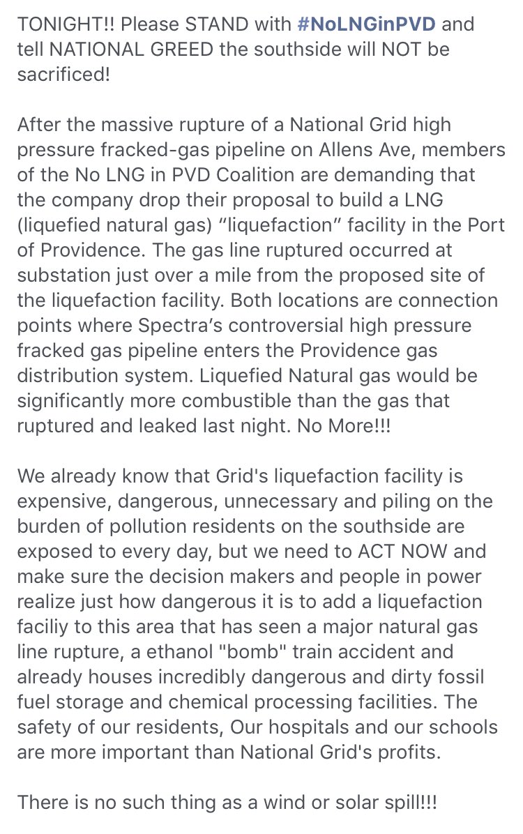 OrganizeRI's tweet photo. EMERGENCY RALLY: TONIGHT, 3/30, at 5:30PM, 640 Allens Ave #NoLNGinPVD @NoLNGPVD @FangCollective @NoDAPLforRI @ecoRInews @IndivisibleRI https://t.co/5c4D2rCAxr