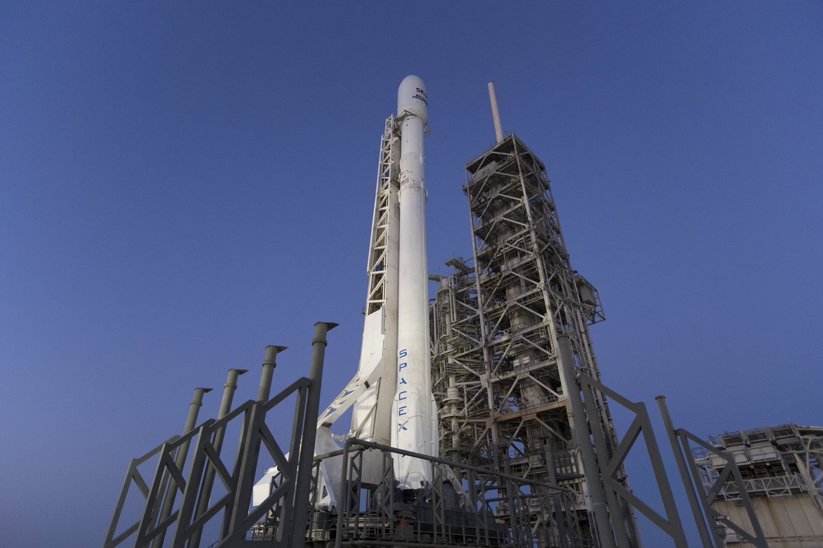 Falcon 9 and SES-10 vertical on Kennedy Space Center’s historic Pad 39A. Launch window opens at 6:27pm EDT, 10:27pm UTC.