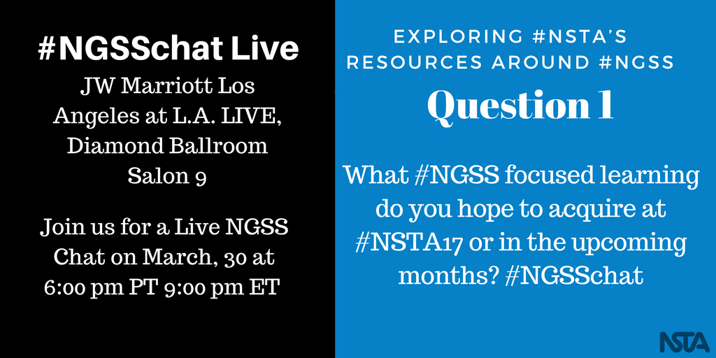 NSTA's tweet photo. Take a peek at the questions that will be asked during tonight's #NGSS Live Chat. #NSTA17 @Ted_NSTA @TdiShelton https://t.co/px7Ysaihlx