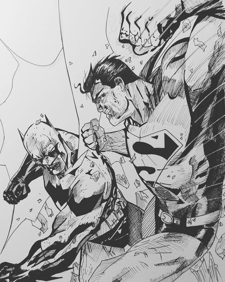 MartinPSteele's tweet photo. Drawing  #SUPERMAN vs #Batman is always great! No matter what day it is.

Original artist @JimLee https://t.co/IKI0kgp4G0