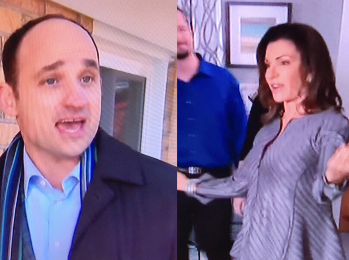 MrDrewScott's tweet photo. Look who's airing in Barcelona! Looking good @Hilary_Farr & @davidvisentin1! I wonder if we'll see #PropertyBrothers https://t.co/oaCBlxX9pd