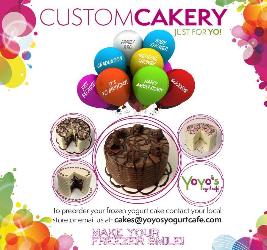 yoyosyogurt's tweet photo. Got a #birthday coming up? We've got YO #cake covered! #glutenfree &amp; #vegan options avail! #CustomCakery #justforYO https://t.co/mO741x3J9f