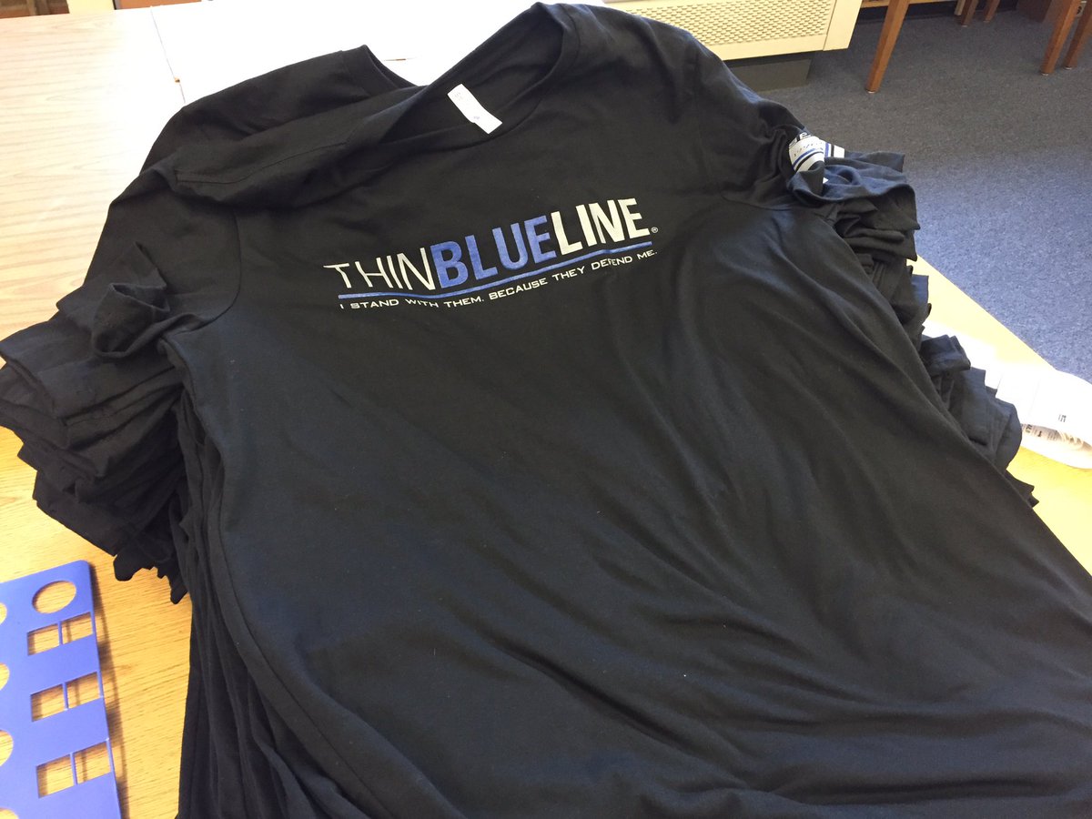 C_VanTimmeren's tweet photo. Middle Schoolers in Springfield will learn valuable lesson involving these tshirts today #section1776 #ThinBlueLine https://t.co/wtQMizrJUv