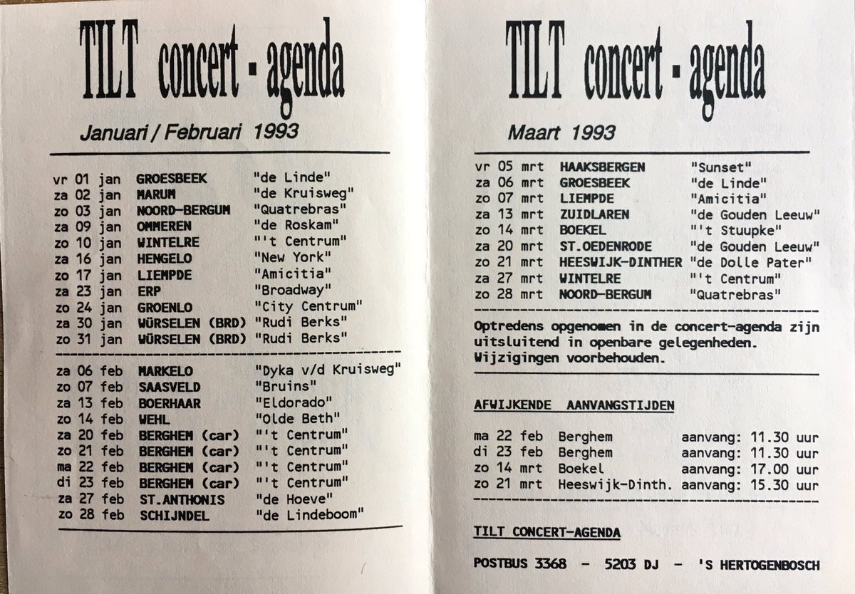 #throwbackthursday Leuk die concertagenda uit 1993! 😳 #mooietijd #nostalgie // facebook.com/Tiltmusic/post…