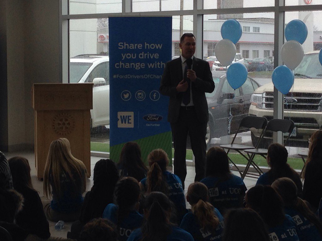 The President and CEO of Ford Canada addressing Chatham-Kent students. #interactclub #MetoWe #wescarehunger