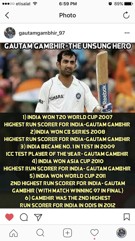 gautamgambhir97's tweet image. YOU ARE NOT A CRICKET FAN! You don't even know what Gautam Gambhir has achieved! Go educate yourself and get your facts right!