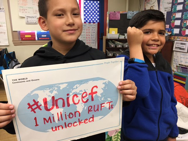 GoKidPower's tweet image. #UNICEFKidPower Schools unlock 1 MILLION packets of RUTF!!! #amazing #kidshelpingkids #getactive #savelives #teachunicef #globalcitizens
