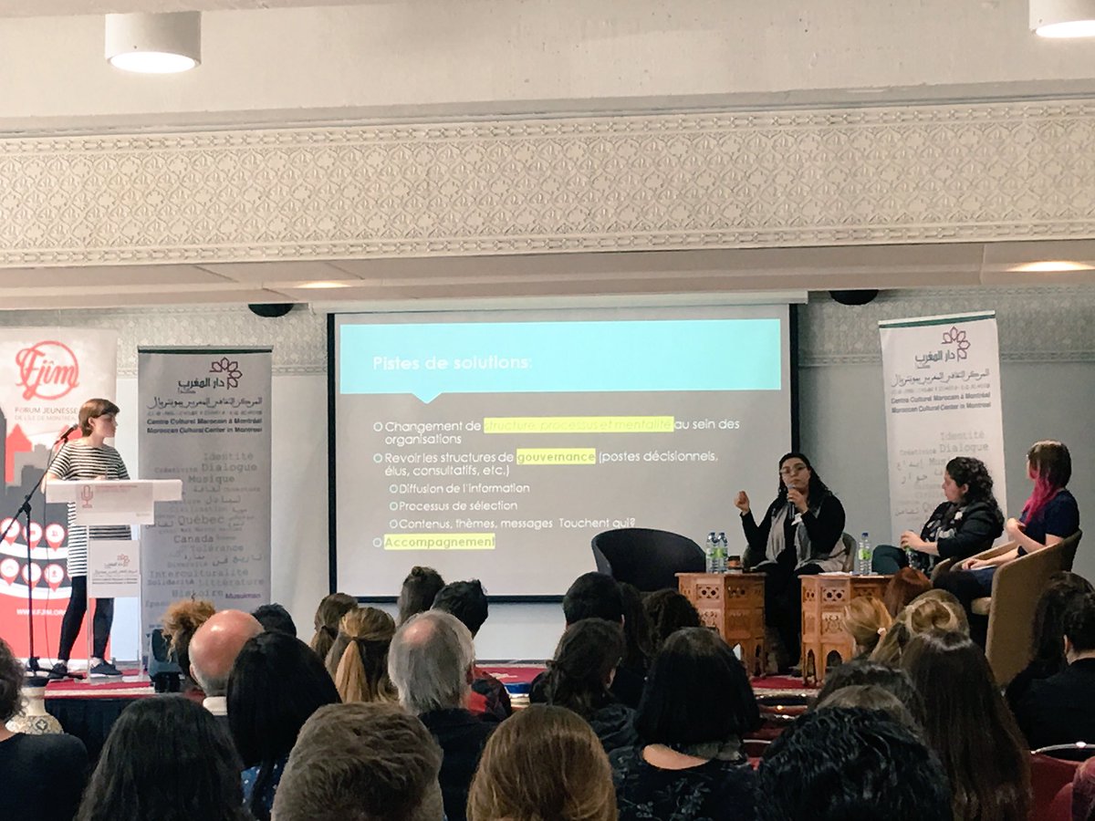 ArcEnCieldAfriq's tweet photo. "Les femmes se proposent moins sur les CA. Alors si on rajoute l'intersectionnalité, les personnes racisées, LGBT".... #ERJ2017 @_FJIM_ https://t.co/RGJSrty45b